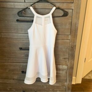 Kids White Halter Sleeveless Formal Dress